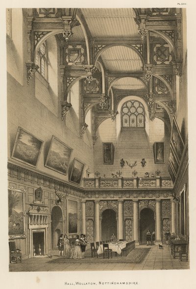 Hall, Wollaton, Nottinghamshire af Joseph Nash