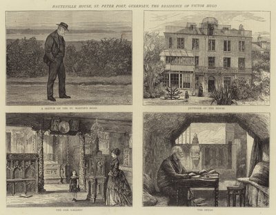 Hauteville House, St. Peter Port, Guernsey, Victor Hugos residens af Joseph Nash