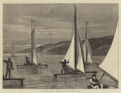 Ice Yachts på Hudson River, USA af Joseph Nash