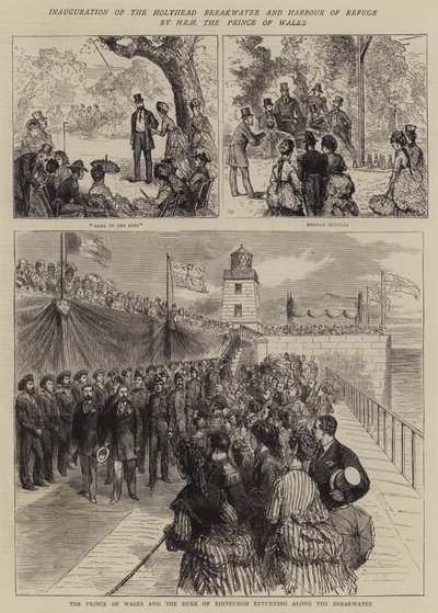 Indvielse af Holyhead Breakwater and Harbour of Refuge af HKH Prinsen af Wales af Joseph Nash