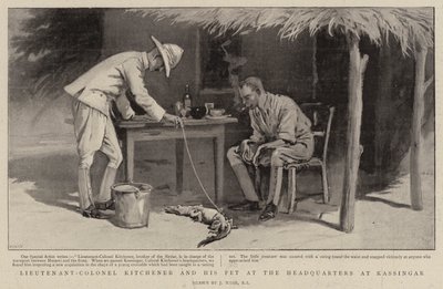 Oberstløjtnant Kitchener og hans kæledyr i hovedkvarteret i Kassingar af Joseph Nash