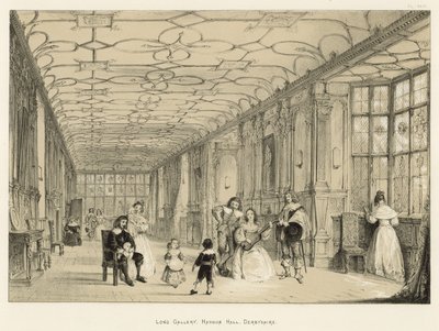 Long Gallery, Haddon Hall, Derbyshire af Joseph Nash