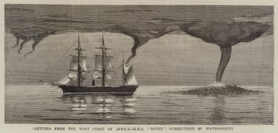 Skitser fra Afrikas vestkyst, HMS Boxer omgivet af Waterspouts af Joseph Nash