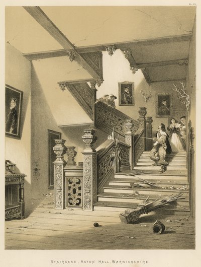 Trappe, Aston Hall, Warwickshire af Joseph Nash
