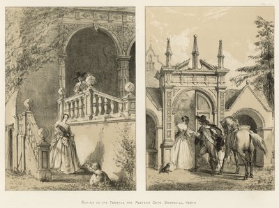 Trapper til terrassen og Postern Gate, Bramshill, Hants af Joseph Nash