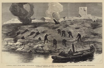Bombardementet af Alexandria, Landing Party fra HMS Invincible, under løjtnant Barton R Bradford og flag-løjtnant den ærede Hedworth Lambton, der ødelægger våben ved Fort Mex af Joseph Nash