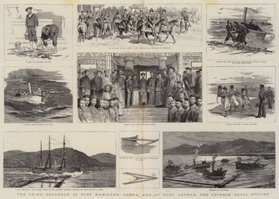 China Squadron i Port Hamilton, Corea, og ved Port Arthur, den kinesiske flådestation af Joseph Nash