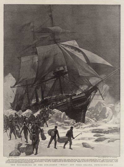 Grundlæggelsen af dampskibsulven ud for Fogo Island, Newfoundland af Joseph Nash