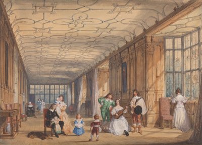 The Long Gallery, Haddon Hall, Derbyshire af Joseph Nash