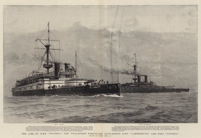 Tabet af HMS Victoria, Twin-Screw First-Class Battleships HMS Camperdown og HMS Victoria af Joseph Nash