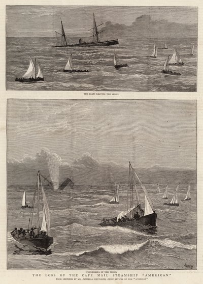 Tabet af Cape Mail Steamship American af Joseph Nash