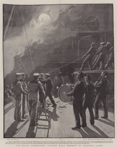 Sømanøvrerne, der samler HMS Benbow af Electric Light af Joseph Nash