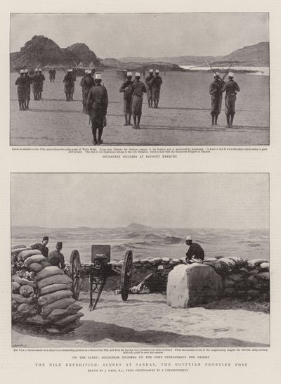 Nilekspeditionen, scener ved Sarras, den egyptiske grænsepost af Joseph Nash