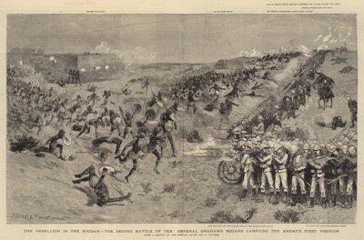 Oprøret i Soudan, det andet slag ved Teb, General Grahams Plads med fjendens første position af Joseph Nash