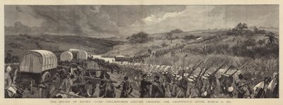 Relieffet af Ekowe, Lord Chelmsfords søjle krydser Amantikulu-floden, 31. marts 1879 af Joseph Nash