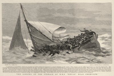 The Sinking of the Pinnace of H M S Edgar nær Chemulpo af Joseph Nash