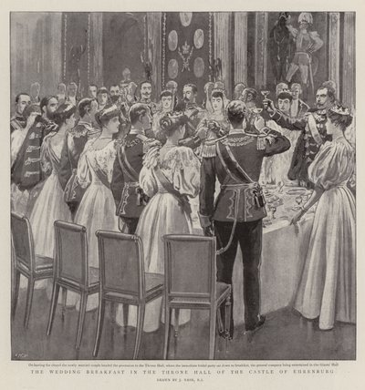 Bryllupsmorgenmaden i tronsalen på slottet Ehrenburg af Joseph Nash