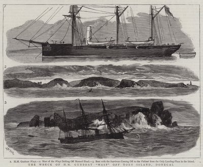 Vraget af HM Gunboat Wasp ud for Tory Island, Donegal af Joseph Nash