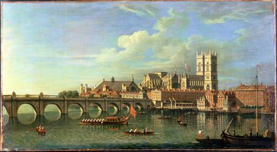 Udsigt over Westminster med den kongelige pram og anden forsendelse af Joseph Nicholls