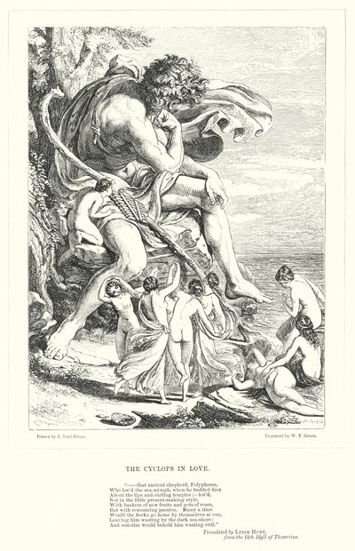 The Cyclops in Love (gravering) af Joseph Noel (after) Paton