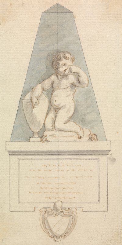 Grav: Cherub græder ved en urne af Joseph Nollekens