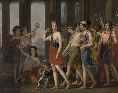 Den smukke Anthia fører sine ledsagere til Dianatemplet i Efesos, ca. 1820 (olie på lærred) af Joseph Paelinck