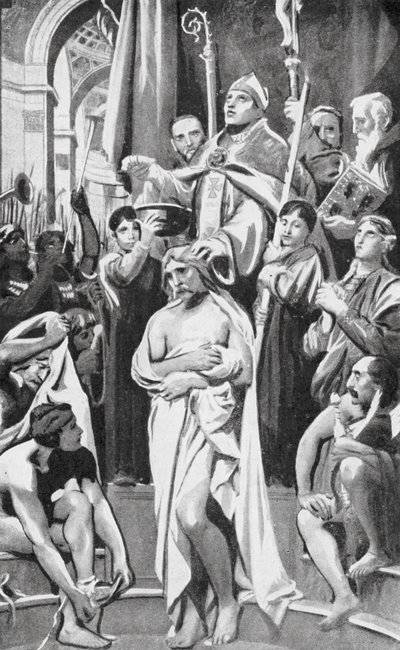 Klodvigs dåb (litografi) af Joseph Paul (after) Blanc