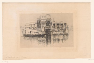Gondol på en kanal A Watergate i Venedig (titel på objekt) af Joseph Pennell (signed by artist)