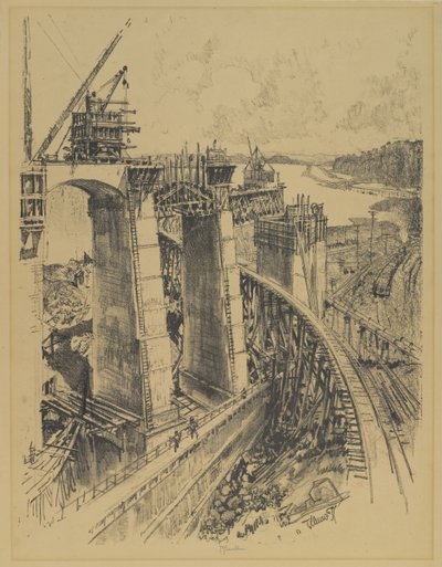Approaches to Gatun Lock, 1912 af Joseph Pennell