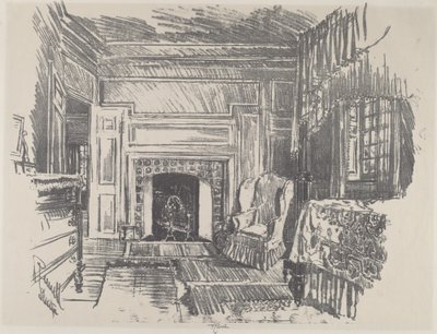 Sengeværelse, Stenton, 1912. af Joseph Pennell