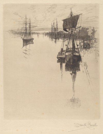 Nedenfor Chestnut St. Bridge, Philadelphia af Joseph Pennell
