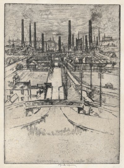 Birmingham fra Granlley Hill af Joseph Pennell