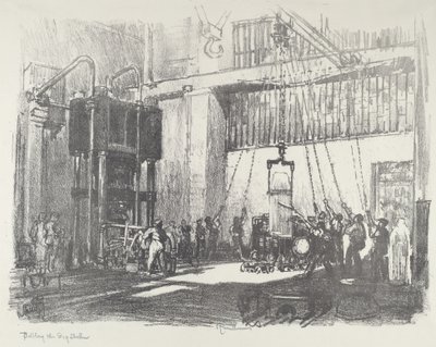 Aftapning af den store skal, 1916. af Joseph Pennell