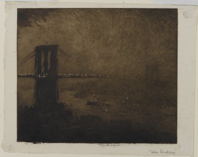 Brooklyn Bridge om natten, 1922 af Joseph Pennell