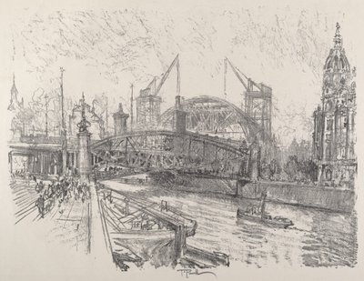 Bygning af Friedrichstrasse Station af Joseph Pennell