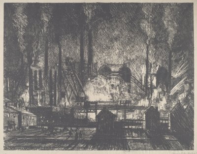 Skiftende skift, Charleroi, 1911. af Joseph Pennell