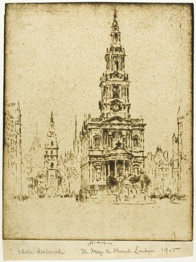 Saint Mary-le-Strand kirke af Joseph Pennell