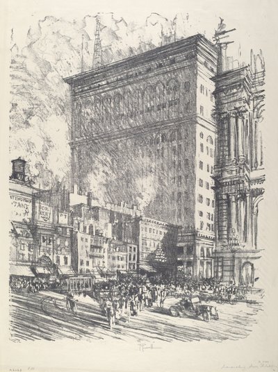 Rådhuspladsen og Wanamaker-bygningen, 1912. af Joseph Pennell