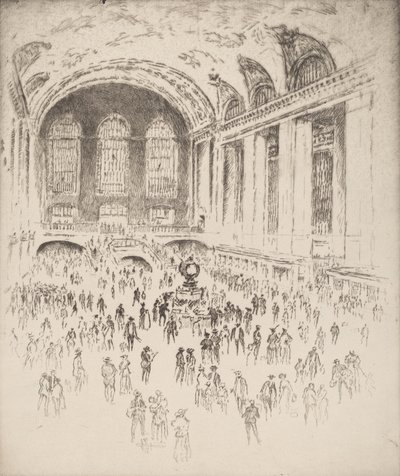 Concourse, Grand Central, New York, 1919. af Joseph Pennell