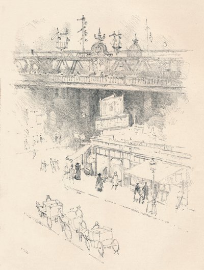 Hjørne af Villiers Street, Charing Cross, 1896 af Joseph Pennell