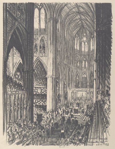 Kroning af kong George V og dronning Mary i Westminster Abbey, 1911. af Joseph Pennell