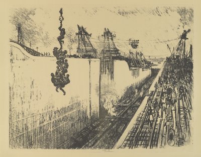 Dinner Time, Gatun Lock, 1912 af Joseph Pennell