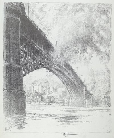 Eads Bridge, St. Louis, 1919. af Joseph Pennell