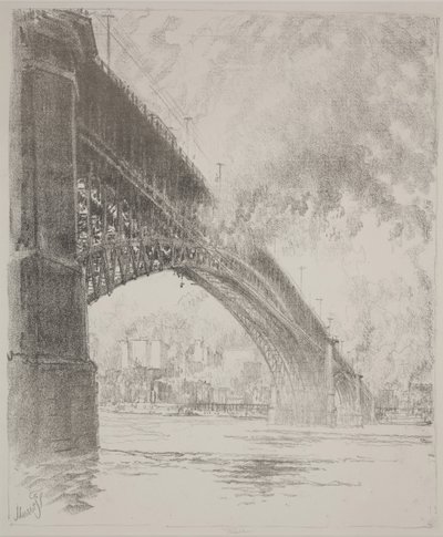 East Bridge, St. Louis af Joseph Pennell