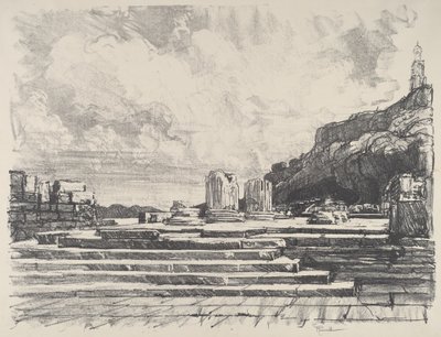 Eleusis, templets fortov, 1913. af Joseph Pennell