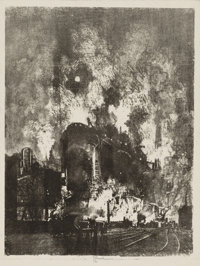 Engelsk War Work: Furnaces at Night af Joseph Pennell