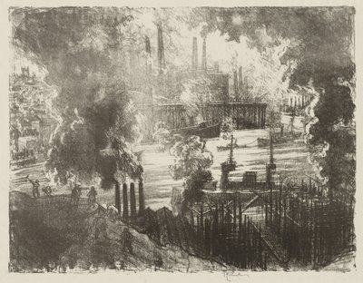 Engelsk krigsarbejde: Munitions River af Joseph Pennell