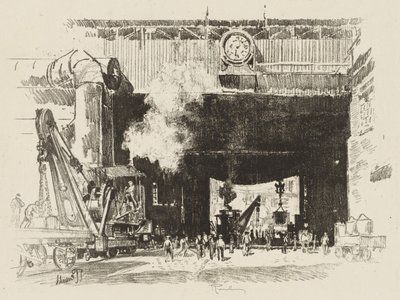 Engelsk War Work: The Big Gate of the Big Shop af Joseph Pennell