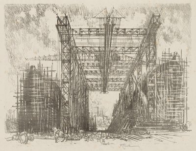 Engelsk War Work: The Gantry (A Merchant Shipyard) af Joseph Pennell