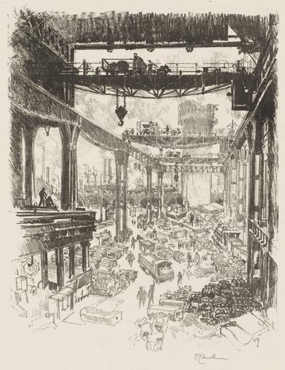 Engelsk krigsværk: The Great Tower, Pig Iron af Joseph Pennell